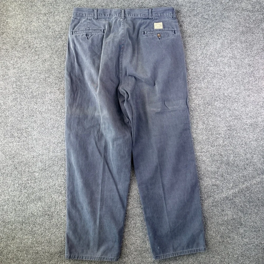 Vintage Polo Ralph Lauren Pants Mens 34x30 Blue Pleated Chino Andrew 90s